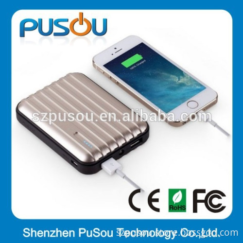 2015 new Emergency universal portable powerbank luggage style super capacity double USB power bank